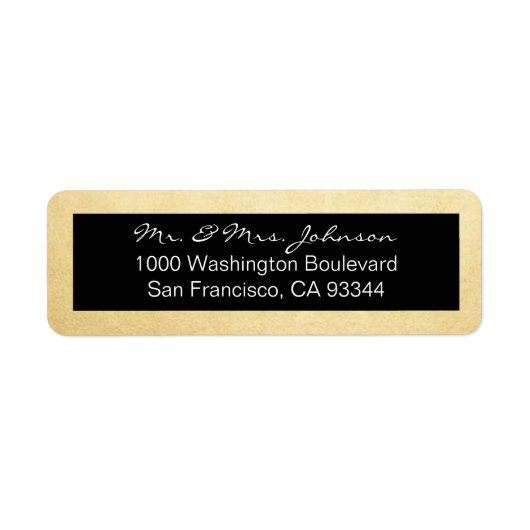 Classy Elegant Gouden Folie & Zwart Retouradres Etiket (Voorkant)