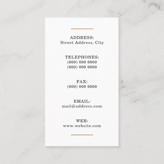 Classy elegant gouden hoofdgat  visitekaartje (Achterkant)