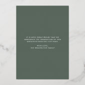 Classy Elegant Green Afstuderen Foto Gold Folie Uitnodiging (Achterkant)