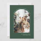 Classy Elegant Green Modern Christmas Family Photo Feestdagenkaart (Voorkant)
