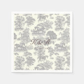 Classy Elegant Grey Horse Toile Naam Initialen Servet (Voorkant)