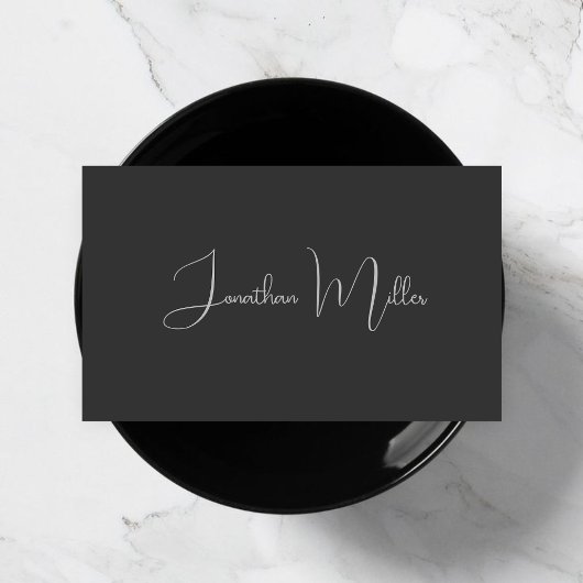 Classy Elegant Grijs & Zwart Handgeschreven Script Visitekaartje