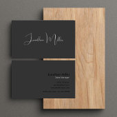 Classy Elegant Grijs & Zwart Handgeschreven Script Visitekaartje