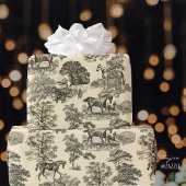 Classy Elegant  Horses Beige Toile Cadeaupapier