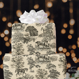 Classy Elegant  Horses Beige Toile Cadeaupapier