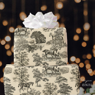 Classy Elegant  Horses Beige Toile Cadeaupapier