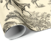 Classy Elegant  Horses Beige Toile Cadeaupapier (Rol Hoek)