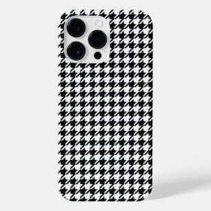 Classy Elegant Houndstooth Pattern Black and White iPhone 14 Pro Max Hoesje