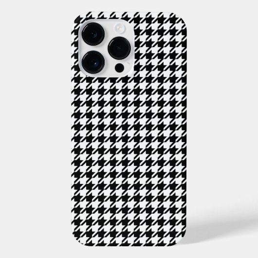 Classy Elegant Houndstooth Pattern Black and White iPhone Hoesje (Achterkant)