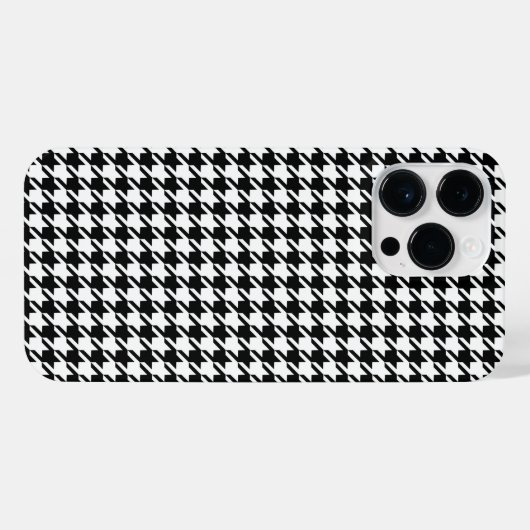 Classy Elegant Houndstooth Pattern Black and White iPhone Hoesje (Achterkant horizontaal)