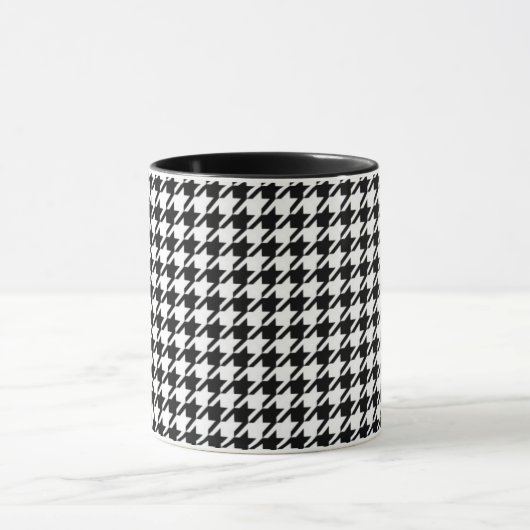 Classy Elegant Houndstooth Pattern Black and White Mok (Midden)