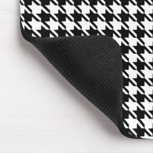 Classy Elegant Houndstooth Pattern Black and White Muismat (Hoek)