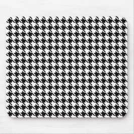 Classy Elegant Houndstooth Pattern Black and White Muismat