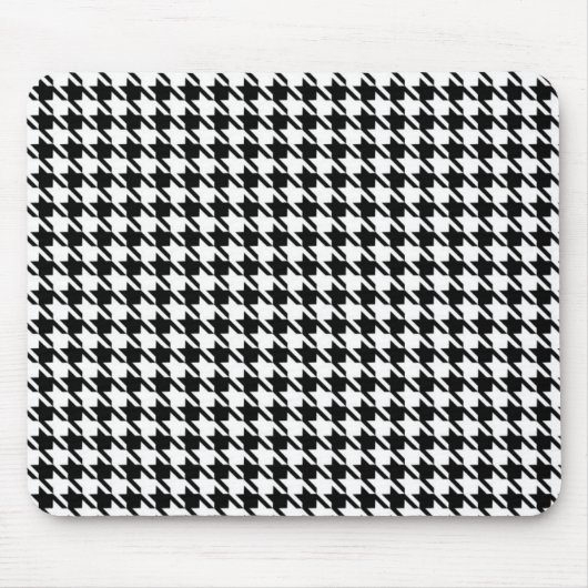 Classy Elegant Houndstooth Pattern Black and White Muismat (Voorkant)