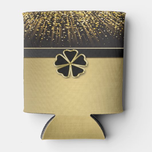 Classy Elegant Irish Shamrock, Faux Gold Confetti Blikjeskoeler (Voorkant)