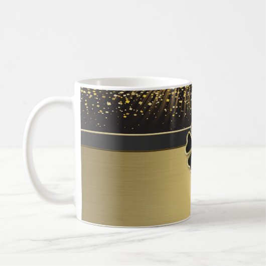 Classy Elegant Irish Shamrock, Faux Gold Confetti Koffiemok (Links)