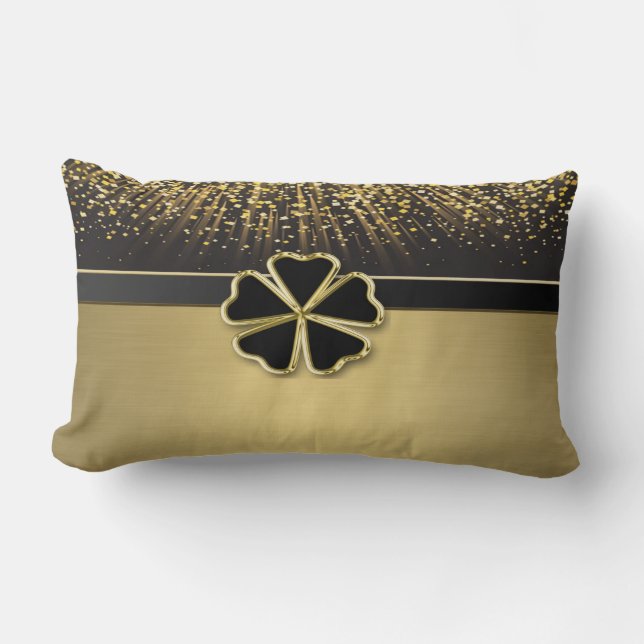 Classy Elegant Irish Shamrock, Faux Gold Confetti Kussen (Voorkant)
