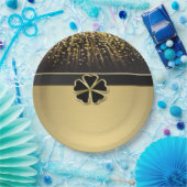 Classy Elegant Irish Shamrock, Faux Gold Confetti Papieren Bordje (Feest)