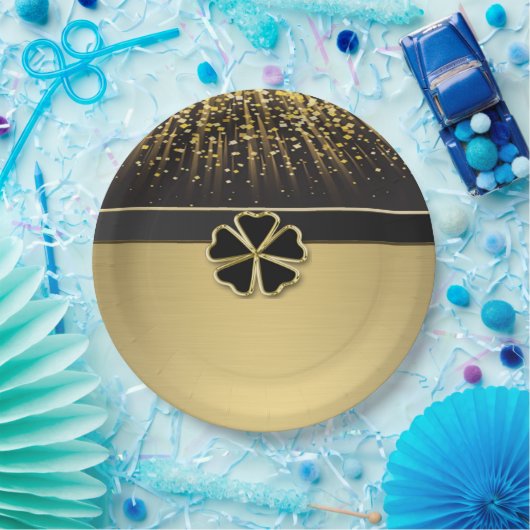 Classy Elegant Irish Shamrock, Faux Gold Confetti Papieren Bordje (Feest)