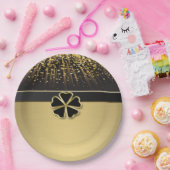 Classy Elegant Irish Shamrock, Faux Gold Confetti Papieren Bordje (Feest)