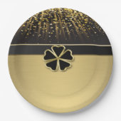 Classy Elegant Irish Shamrock, Faux Gold Confetti Papieren Bordje (Voorkant)