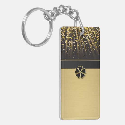 Classy Elegant Irish Shamrock, Faux Gold Confetti Sleutelhanger (Voorkant Links)