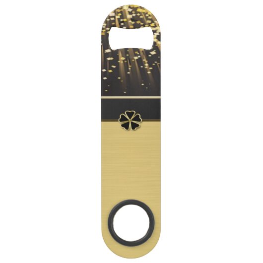 Classy Elegant Irish Shamrock, Faux Gold Confetti Speed Flessenopener (Voorkant)
