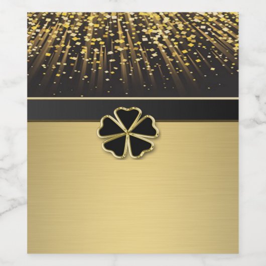 Classy Elegant Irish Shamrock, Faux Gold Confetti Wijn Etiket (Enkel label)