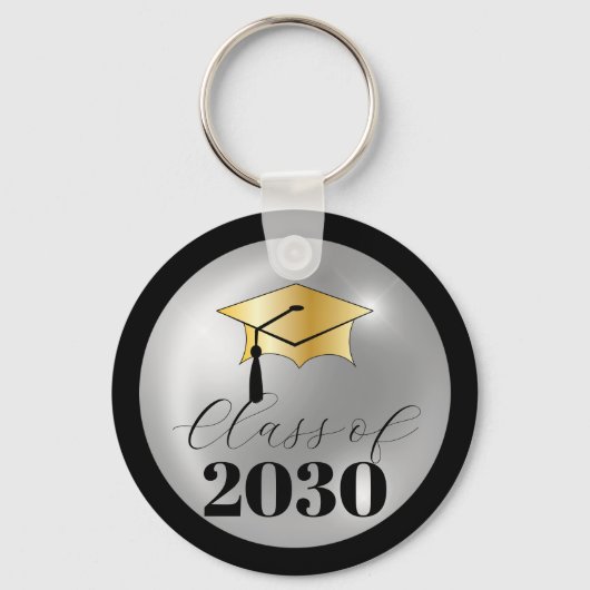 Classy Elegant Klasse Jaar Graduation Cap Sleutelhanger (Voorkant)