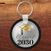 Classy Elegant Klasse Jaar Graduation Cap Sleutelhanger (Voorkant)