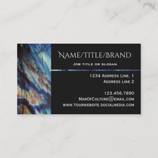 Classy Elegant Labradorite donkerblauw Visitekaartje (Achterkant)