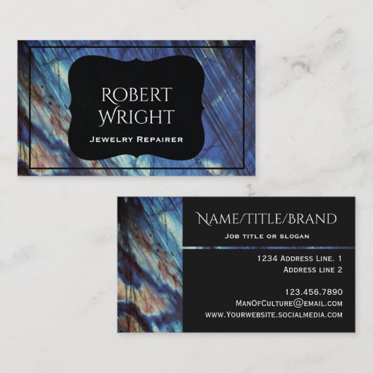 Classy Elegant Labradorite donkerblauw Visitekaartje (Voorkant / Achterkant)