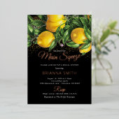 Classy Elegant Lemon Vrijgezellenfeest Real Folie  Folie Uitnodiging (Staand Voorkant)