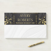 Classy Elegant Luxe Bloemen zwart goud damast Post-it® Notes (Op bureau)