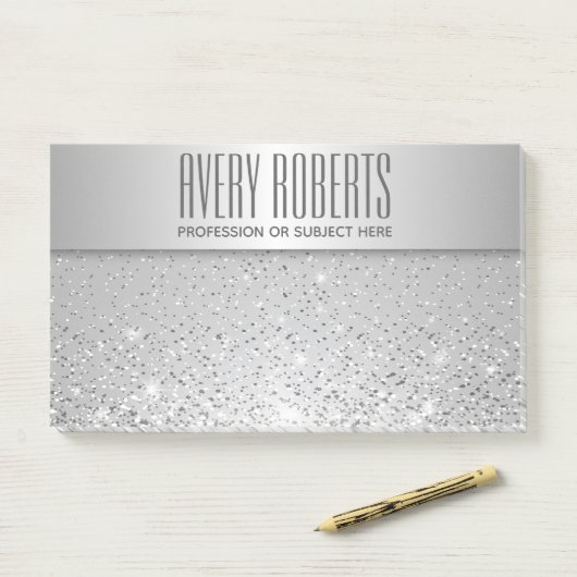 Classy Elegant Luxe Zilveren Glitter Post-it® Notes (Op bureau)