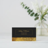 Classy Elegant Luxury Black & Gold Glitter Visitekaartje (Staand voorkant)