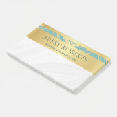 Classy Elegant Luxury Floral cyan gold damask Post-it® Notes (Schuin)