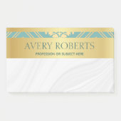 Classy Elegant Luxury Floral cyan gold damask Post-it® Notes (Voorkant)