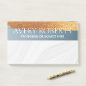 Classy Elegant Luxury Steel Blue Gold stripe Post-it® Notes (Op bureau)