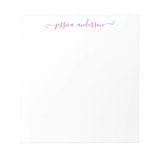 Classy Elegant Magenta Roze Feminine Girly Script Notitieblok (Voorkant)