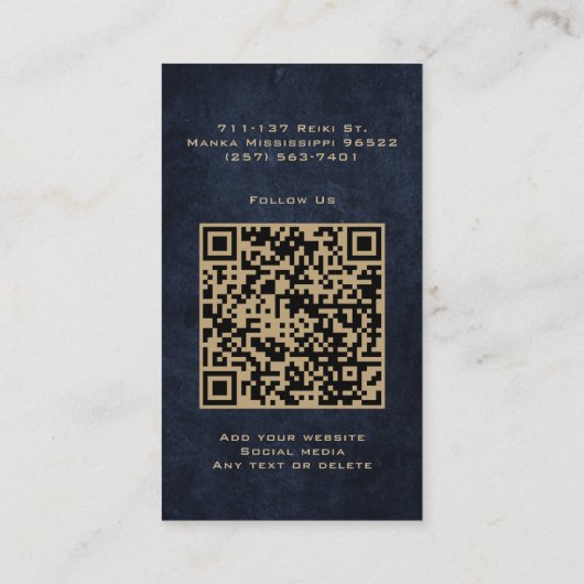 Classy Elegant Mandala Chic Luxe Goud Marine Blauw Visitekaartje (Achterkant)