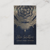 Classy Elegant Mandala Chic Luxe Goud Marine Blauw Visitekaartje (Voorkant)