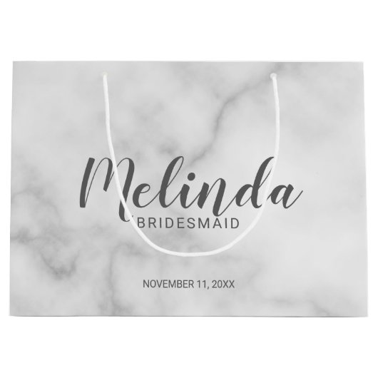Classy Elegant Marble Personalized Bridesmaids Groot Cadeauzakje (Voorkant)