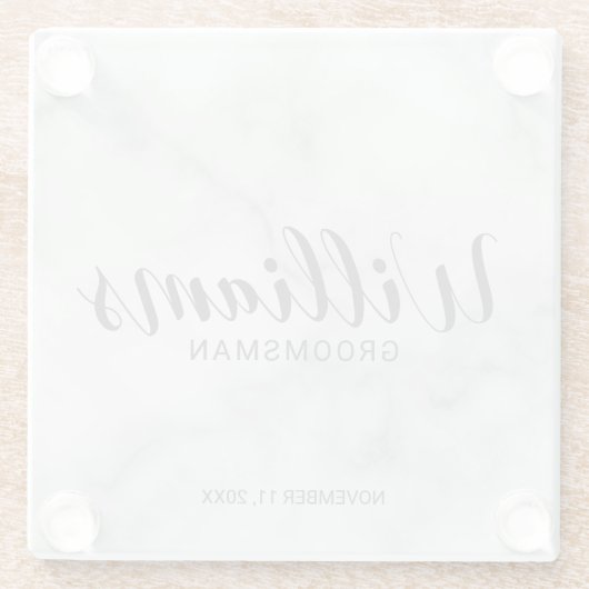 Classy Elegant Marble Personalized Groomsmen Glazen Onderzetter (Achterkant)