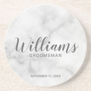 Classy Elegant Marble Personalized Groomsmen Zandsteen Onderzetter