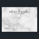 Classy Elegant Marble Wedding Advice and Wishes Kaart<br><div class="desc">Classy Elegant White Marble Wedding Advice and Wishes Card met titel in grijs modern script font met details in grijs modern sans serif font op witte marmer background. Ideaal voor bruiloft, baby shower, verjaardagsfeest, vrijgezellenfeest, bachelorette en alle speciale gelegenheden.</div>