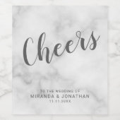 Classy Elegant Marble Wedding Wijn Etiket (Enkel label)
