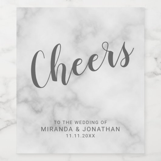 Classy Elegant Marble Wedding Wijn Etiket (Enkel label)