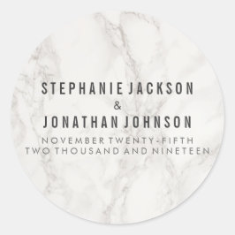 Classy Elegant Marmer Bruiloft Viering Ronde Sticker