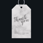 Classy Elegant Marmeren Trouwgunst Dank u Cadeaulabel<br><div class="desc">Classy Elegant Wit Marmer Bruiloft Favor Thank You Gift Label met titel in grijs modern script lettertype met naam en datum in modern sans serif lettertype op witte marmeren achtergrond.</div>
